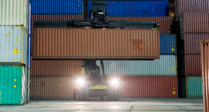 Port equipment LED lighting for improved visibility and safety.